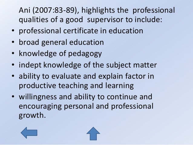 qualities of a good supervisor in education
